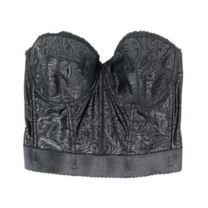 Women Vintage Corset Bra Top 36D Underwire Black Bustier Lined Cups Subtract